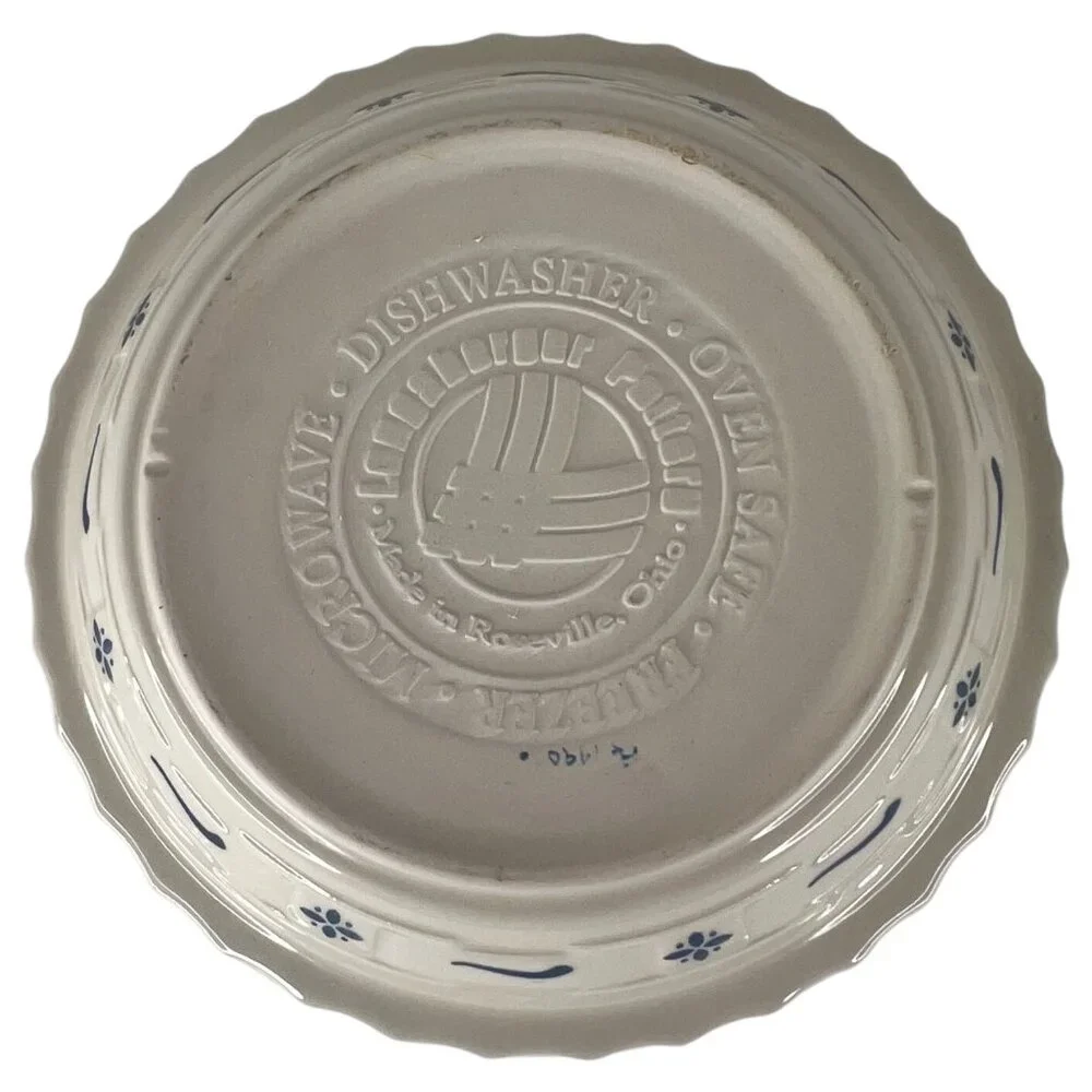 Longaberger‎ Pottery Grandma Bonnies Woven Traditions Pie Plate Classic Blue 10”